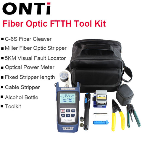 12 pièces/ensemble trousse à outils FTTH à fibres optiques avec compteur d'énergie optique 30km localisateur de défauts visuels FC-6S pince à dénuder ► Photo 1/1