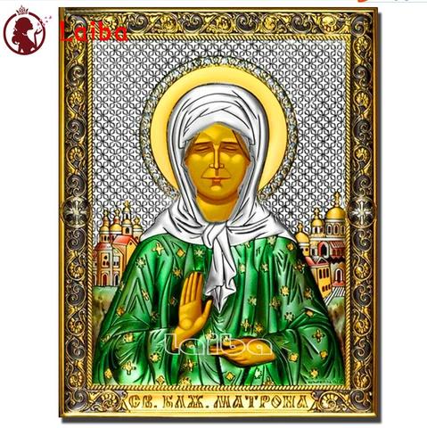 Peinture en diamant thème Saint Matron aveugle 5d, portrait, broderie en diamant, point de croix, icône religieuse, cadeau, nouvelle collection ► Photo 1/6