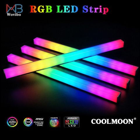 Bande lumineuse RGB LED Double face colorée pour châssis coque d'ordinateur, bricolage, 5V, 3 broches, 4 broches, Interface magnétique ► Photo 1/6