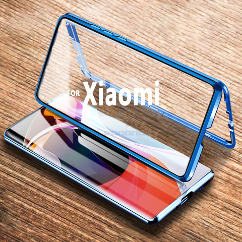 Coque Double face en verre trempé et magnétique pour Xiaomi, compatible modèles Redmi Note 9, 8T, K30, mi 10, 9T Pro, 360 ► Photo 1/6