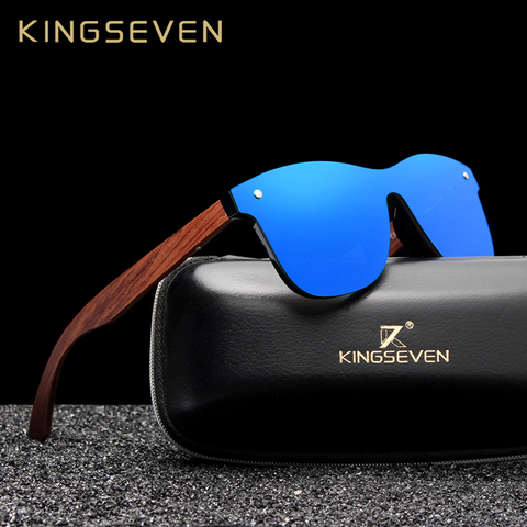 KINGSEVEN lunettes de soleil en bois naturel hommes polarisés lunettes de soleil de mode Original bois Oculos de sol masculino ► Photo 1/5