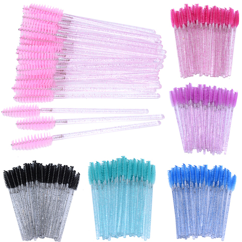 50pcs plus récent cristal 3D cils Mascara baguettes clair cils Spoolies gros yeux cils brosses Micro applicateurs ► Photo 1/6