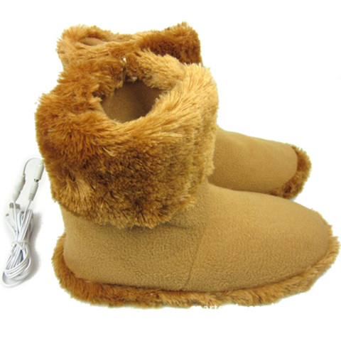 USB chauffe pied chaussure électrique chaussures chauffantes peluche chaude pantoufle pieds chauffés lavable chaud moelleux chaussons chauffe-pieds chauffe pieds ► Photo 1/6