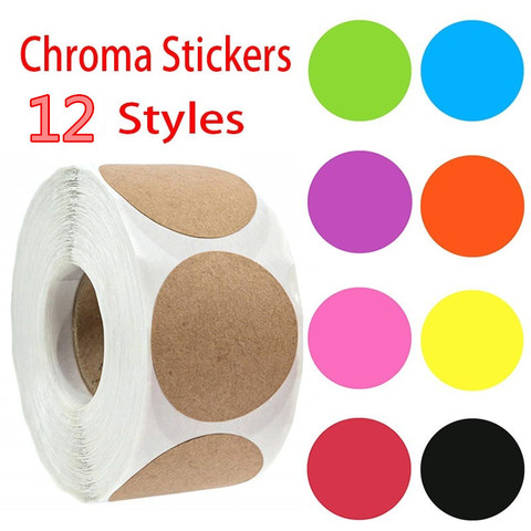 12 couleurs 500 pièces/rouleau étiquette Chroma 1 pouce couleur-Code Dot étiquettes autocollants enseignant fournitures décor scrapbooking papeterie autocollants ► Photo 1/6