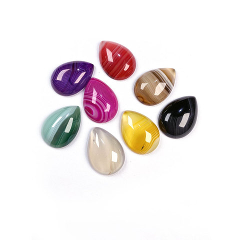 Pierres naturelles Agates à rayures Cabochon, sans trous, en forme de goutte d'eau, grosses perles pour la fabrication de bijoux, accessoires anneau bricolage ► Photo 1/6