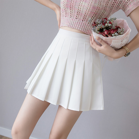 Zoki Sexy femmes plissée jupe été taille haute Chic une ligne dames rose Mini jupe coréenne fermeture éclair Preppy Style filles danse jupe ► Photo 1/6