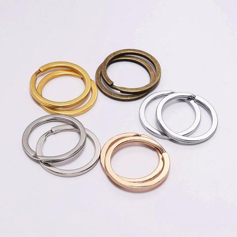 Porte-clés couleur Bronze or, lot de 10 pièces, 25, 28, 30mm, anneau fendu, plaqué, pour bricolage, fermoirs Llaveros, fabrication de bijoux ► Photo 1/6