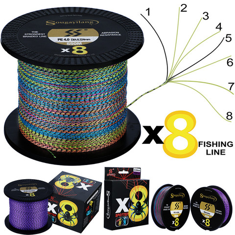 Sougayilang X8 tressé ligne de pêche 150M 350M 550M 8 brins fort PE ligne de pêche Speckle Multifilament Durable ligne de pêche ► Photo 1/6