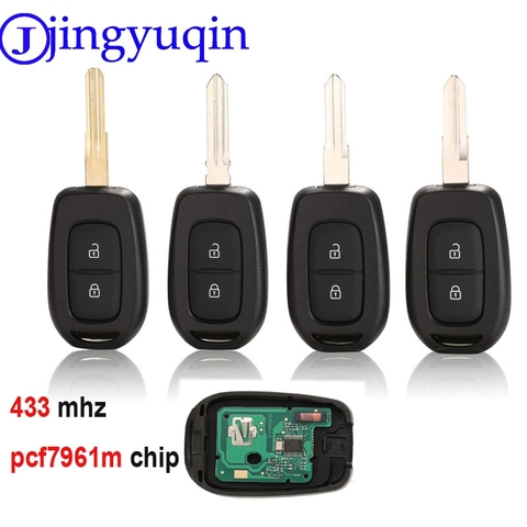 Jingyuqin-clé télécommande, 433MHz, avec puce PCF7961M, lame HITAG AES, pour voiture Renault Sandero Dacia Logan Lodgy Dokker ► Photo 1/5