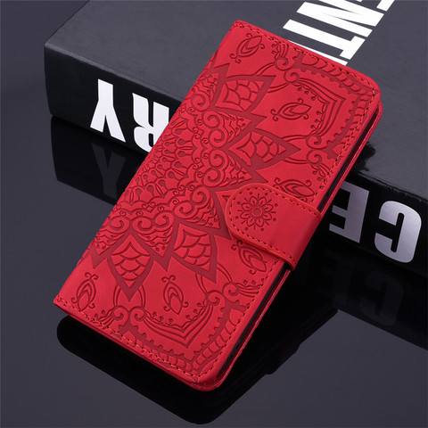 Étui en cuir mat pour Xiaomi Redmi Note 8 Pro 7A 7 6 5 4X Poco X3 NFC F1 rouge Mi 9A 8 Lite 9 9T 8A A3 étui à livres en relief 3D ► Photo 1/6