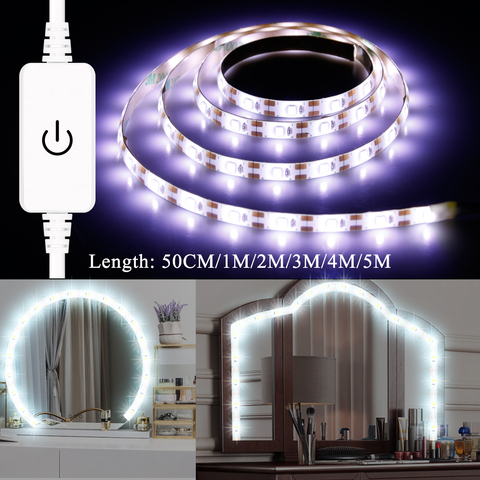 LED vanité maquillage miroir lumière 5V USB LED bande Flexible pour coiffeuse maquillage miroir lampe bande étanche salle de bain éclairage ► Photo 1/6