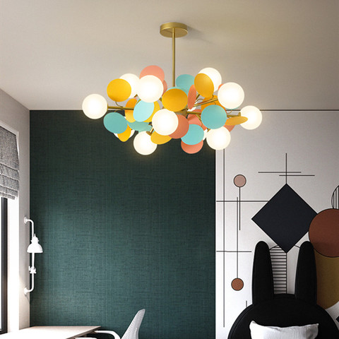 Lampe Led suspendue en forme d'arbre multicolore, design créatif nordique, luminaire décoratif d'intérieur, idéal pour un salon, une chambre d'enfant ou un café ► Photo 1/5
