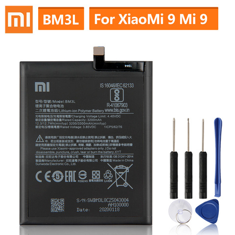 Batterie de remplacement d'origine pour Xiaomi 9 MI9 M9 MI 9 BM3L batterie de téléphone d'origine 3300mAh ► Photo 1/6