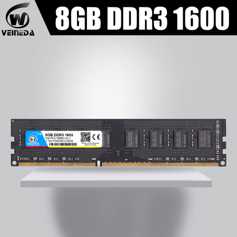 VEINEDA-mémoire ddr3, 4 go, 8 go de ram, mémoire DDR3, 8go, ddr 3 1333, compatible avec ordinateur de bureau, 1066 PC, mémoire DIMM PC3-10600R 12800R ► Photo 1/6