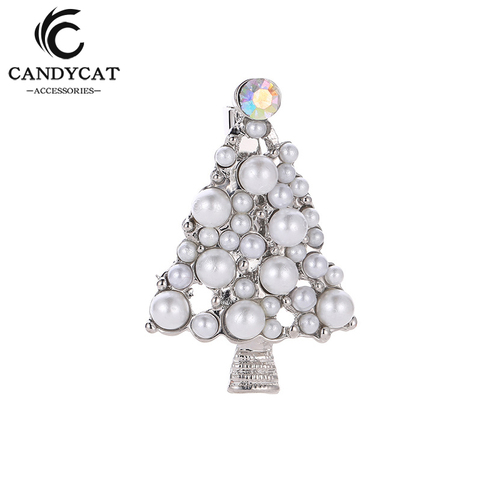 Broche de noël en perles coréennes pour femmes, bijoux, accessoires chics et mignons, couleur argent, vente en gros ► Photo 1/6