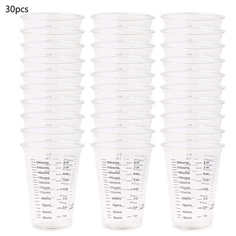 Gobelets à mesurer jetables en plastique transparent de 8oz, pour résine époxy, mesure graduée en ml et OZ, 30 pièces ► Photo 1/6