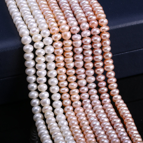 Perles d'eau douce naturelles de haute qualité, 36 cm, pour la fabrication de bijoux, bricolage pour femmes, collier et Bracelet, 5-6mm ► Photo 1/6