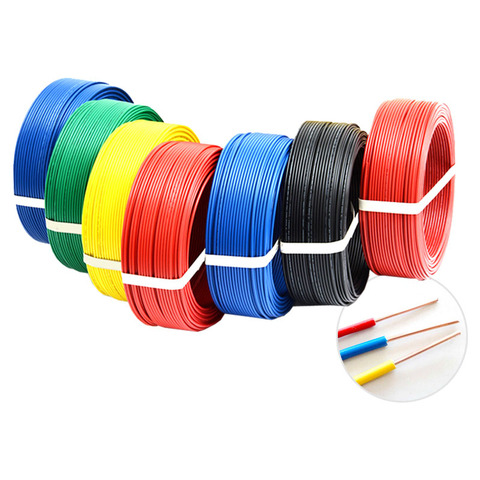 Fil électronique isolé en PVC, couleur blanche/noire/rouge/jaune/bleu/vert 1/2/5/10/50 mètres BV0.07mm ² ► Photo 1/2