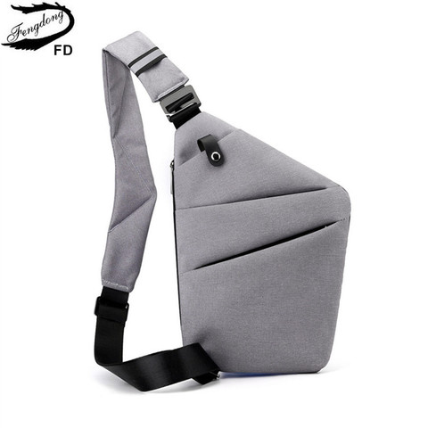 Fengdong hommes ultra mince anti-vol petit sac de poitrine mini sacs à bandoulière mâle une épaule sac à bandoulière pour voyage garçon sac de sport ► Photo 1/6