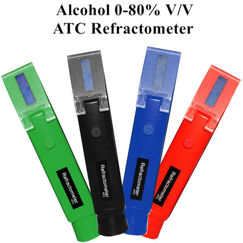 Réfractomètre portatif de détecteur d'alcool 0-80% V/V testeur de teneur en alcool d'alcool compteur d'alcoolomètre d'atc vin 4 Color40 % de réduction ► Photo 1/6
