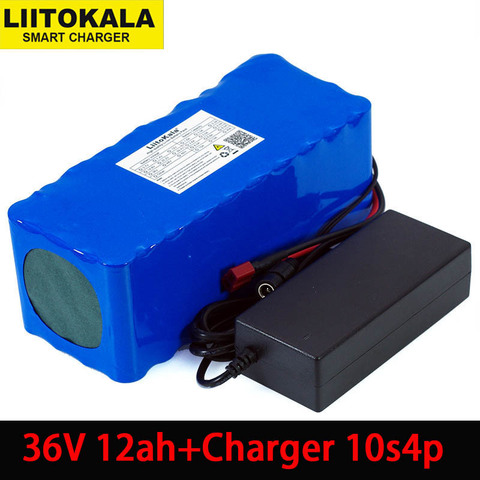 Liitokala – batterie Lithium 36V 12ah 18650, 12000mAh, haute puissance, avec BMS, chargeur 2a, pour moto, voiture, Scooter électrique ► Photo 1/1