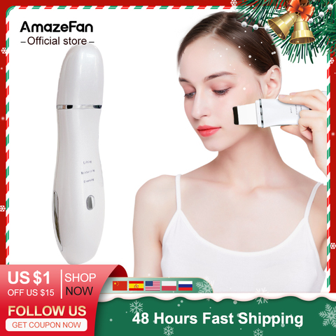 AmazeFan ultrasons peau épurateur pelle à éplucher Ion acné points noirs décapant Machine de nettoyage en profondeur visage levage masseur Facial ► Photo 1/6