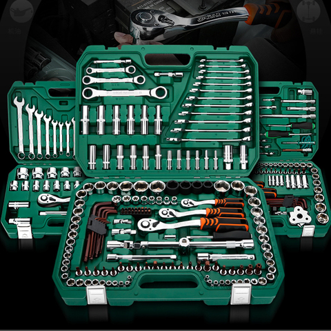 Jeu d'outils de réparation, clé à douille outils de réparation automobile avec clé à cliquet automatique jeu de tournevis à douille clé hexagonale ► Photo 1/6