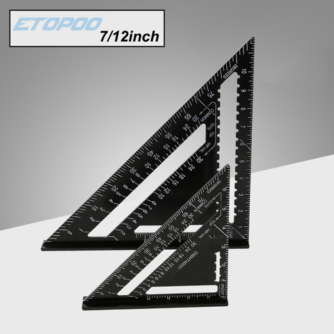 Règle d'angle métrique de 7/12 pouce, en alliage d'aluminium, triangulaire, vitesse du travail du bois, carré, rapporteur d'angle triangulaire ► Photo 1/6