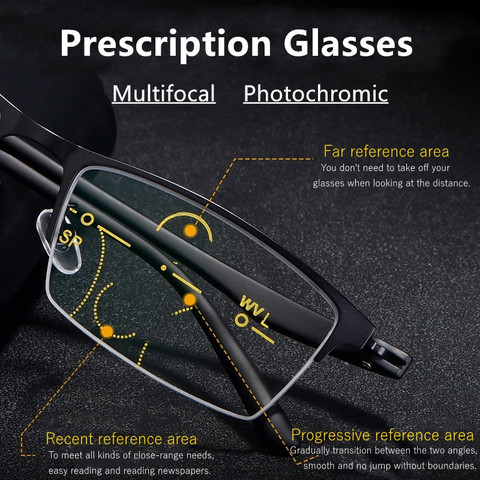 Lunettes de lecture photochromiques progressives multifocales Tr90 dioptrie, verres de Prescription personnalisés Anti lumière bleue + 1.75 + 2.5 + 2.0 ► Photo 1/6