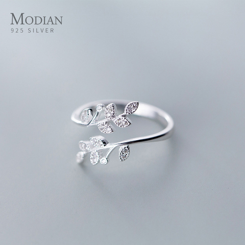 Modian – bague en argent Sterling 925 pour femmes, anneau éblouissant en Zircon, branche d'arbre, feuilles, taille libre, cadeau de fiançailles, bijoux fins de luxe ► Photo 1/5