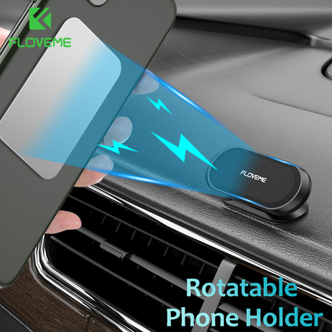 FLOVEME support de téléphone de voiture magnétique rotatif Mini bande forme support pour iPhone métal fort aimant GPS support de voiture pour téléphone portable ► Photo 1/6