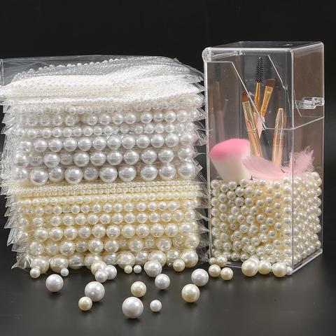 Perles rondes en plastique ABS sans trou, 2/3/4/5/6/8/10/12/14/16/18mm, 20 à 500 pièces, perles d'imitation de haute qualité pour le bricolage de vêtements décor de couture ► Photo 1/6