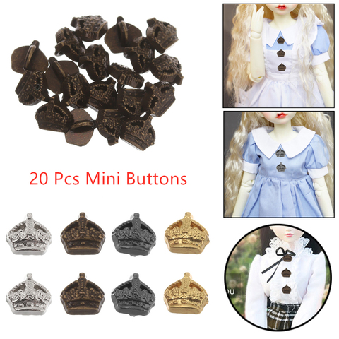 20 pièces Mini bouton boucle bricolage poupée vêtements 5mm métal imprimé boucles couronne/Lion motif décor boutons pour poupée vêtements couture ► Photo 1/6