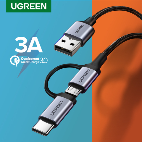 Ugreen – câble USB Micro et Type C 2 en 1 pour recharge rapide et transfert de données, cordon de chargeur pour téléphone Samsung Galaxy S10 S9 ► Photo 1/6