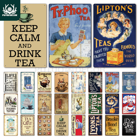 Plaque de thé en métal Vintage, Shabby Chic, affiche décorative en fer, décor mural de cuisine ► Photo 1/6
