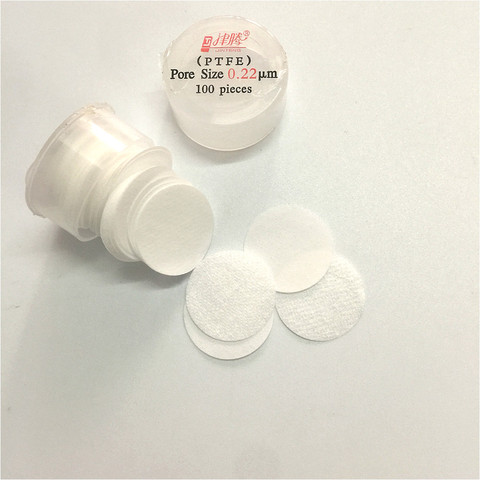 Membrane filtrante microporeuse en PTFE hydrophile, diamètre 13 mm 25mm, taille des pores 0.45 um 0.22 um 100 / PK ► Photo 1/6