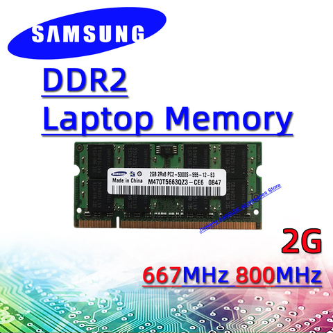 Samsung – mémoire de serveur d'ordinateur portable, modèle ddr2, capacité 1 go 4 go 1 go 4 go, fréquence d'horloge 667/800/5300 MHz, pc2-6400S ► Photo 1/1