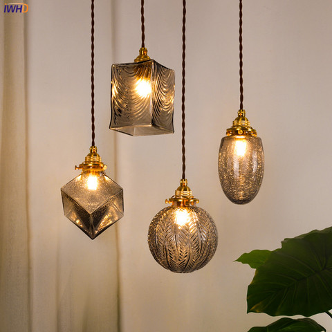IWHD – luminaires suspendus en verre de Style japonais, lampe industrielle Vintage, en cuivre, décoration de Loft, chambre à coucher, salon ► Photo 1/6