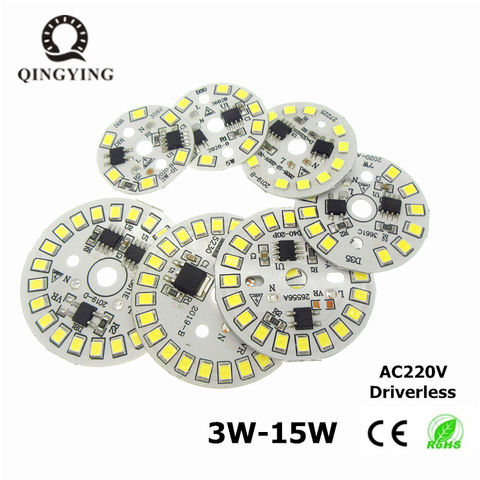 Ampoule LED PCB avec pilote IC intégré, 10 pièces, 3W 5W 7W 9W 12W 15W AC 220v, blanc chaud 3200K/blanc 6500K, sans pilote, pour bricolage ► Photo 1/6