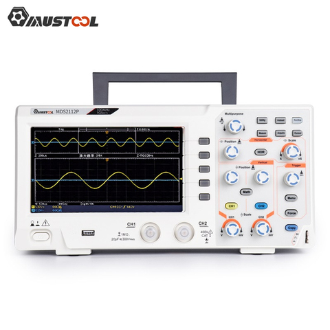 Mutabouret-Oscilloscope de stockage numérique automatique à double canal MDS2112P, écran de 7 pouces avec bande passante de 100MHz, 1GS/s taux d'échantillonnage ► Photo 1/6