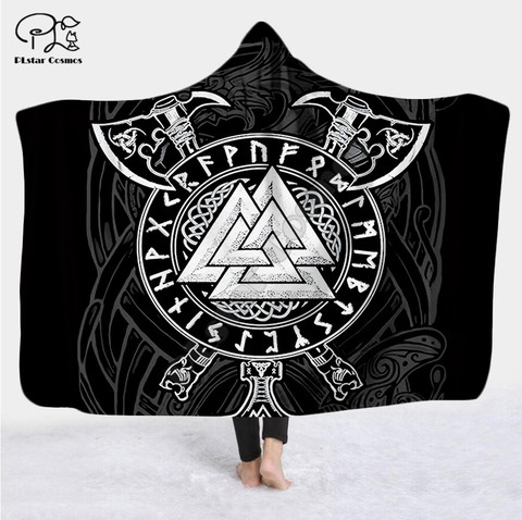 Viking tatouage personnage à capuche couverture adulte coloré enfant Sherpa polaire gigoteuse microfibre literie style-3 ► Photo 1/4