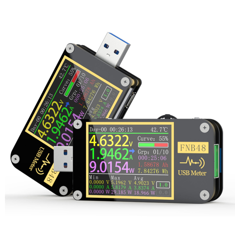 Voltmètre à déclencheur multifonction FNB48 PD, ammètre courant DC 4-24V USB, Test de capacité QC4 + PD3.0 2.0 PPS, protocole de charge rapide ► Photo 1/1