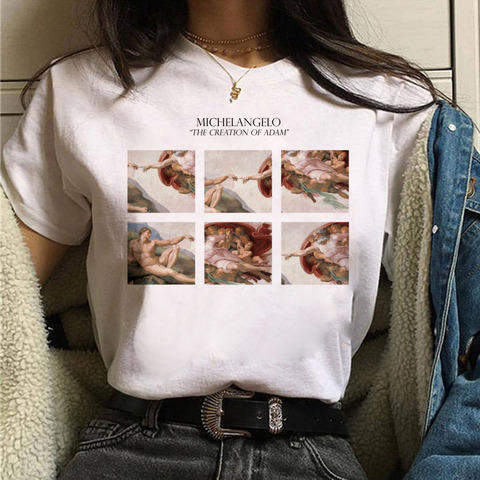 Vaporwave Michelangelo T-shirt esthétique T-shirt femmes mode Harajuku T-shirt décontracté graphique T-shirt T-shirt femme hauts vêtements ► Photo 1/6