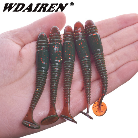 5 pièces Swing Impact anneau Shad pêche leurre doux 75mm 3.2g gabarits nageurs Wobblers crevette odeur sel artificiel Silicone appâts ► Photo 1/6