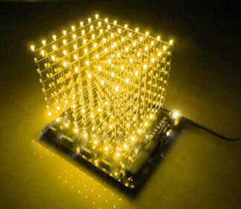 3D Lumière Au Carré kit de bricolage 8x8x8 3mm LED Cube Jaune Ray LED ► Photo 1/3