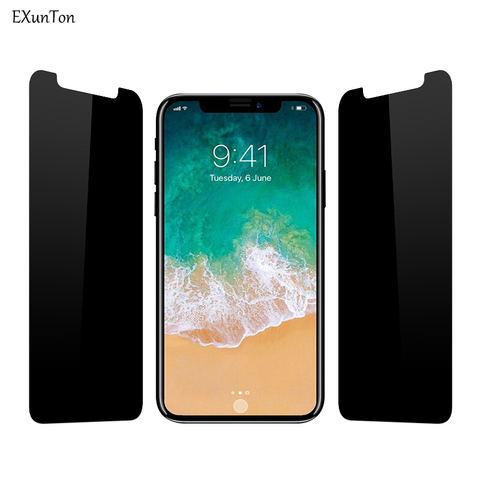 Protecteur d'écran noir Anti-espion, en verre trempé, pour Apple iPhone X XS Max 6 6S 7 8 PLus 11 Pro Max 11Pro 12 Pro Mini ► Photo 1/6