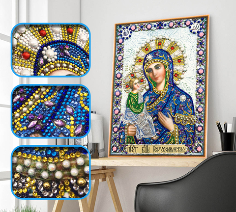 AZQSD-perceuse partielle pour peinture diamant, icône en forme spéciale, mosaïque, perles religieuses, perles vierges et strass ► Photo 1/6