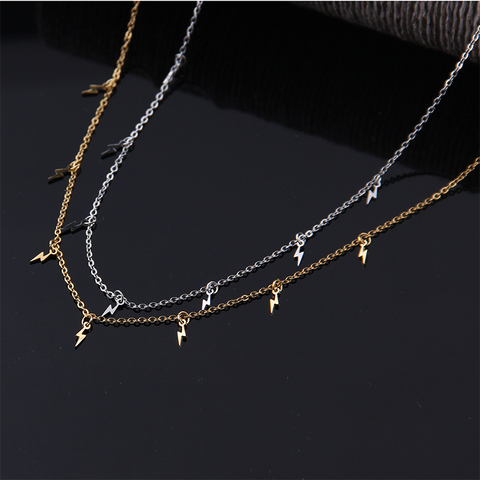 Nouveau acier inoxydable femmes pendentifs colliers bijoux croix foudre hexagramme collier ras du cou chaîne or filles Kpop Collares ► Photo 1/6