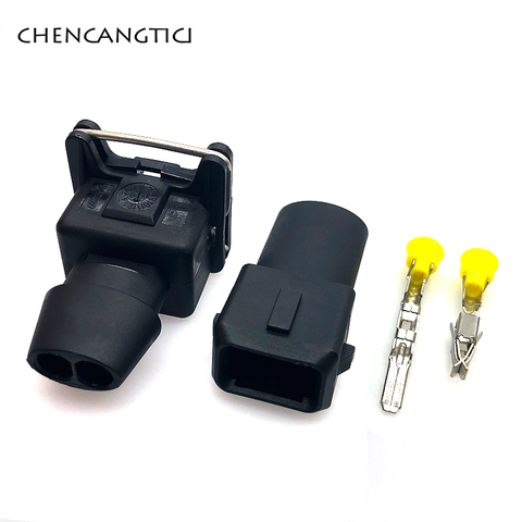 5 ensembles 2 broches AMP Tyco EFI carburant injecteur connecteur Auto étanche Junior puissance (mini minuterie) prise avec botte en caoutchouc scellé pour les voitures ► Photo 1/6