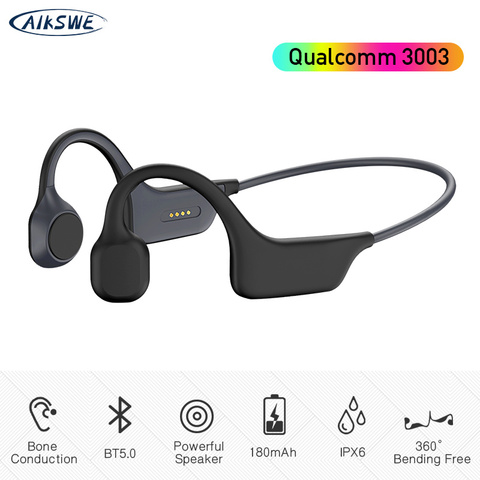 AIKSWE casque de Conduction osseuse Bluetooth sans fil sport écouteurs IPX6 casque stéréo mains libres avec microphone pour courir ► Photo 1/6